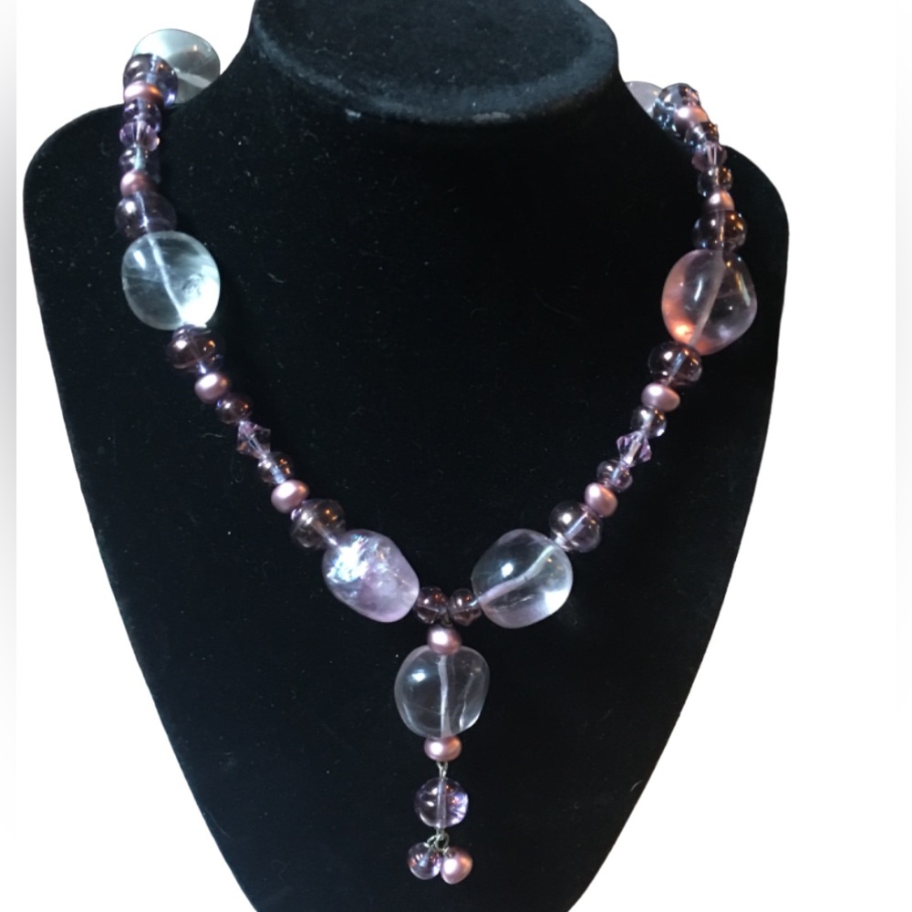 Vintage Zoe Pink Glass Statement Necklace